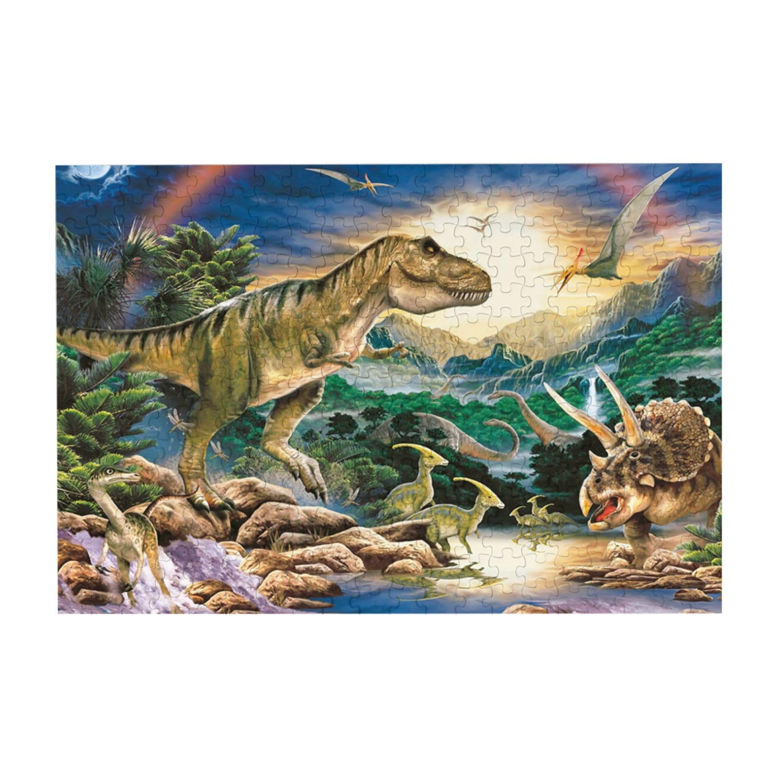 Amazon.co.jp: ジグソーパズル 恐竜の時代 谷 青緑 木製 300